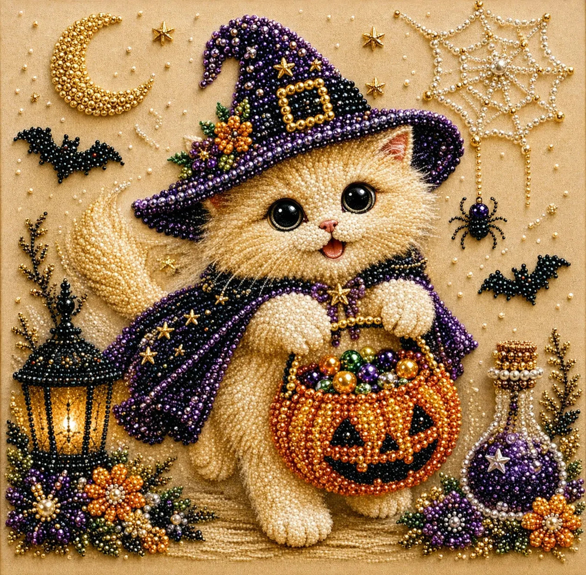 π±33Framed Cute Kitten - Pearls Painting Kit