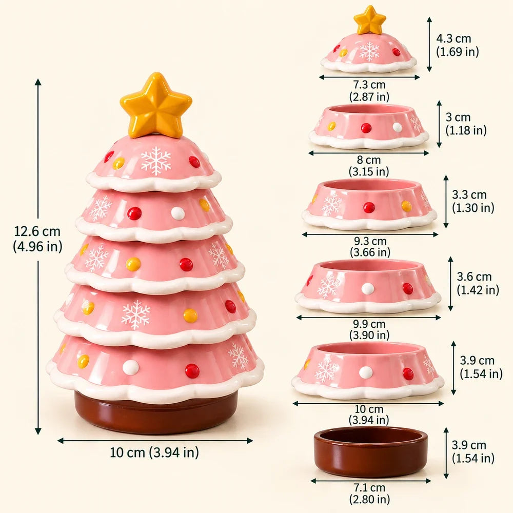 🎄 Christmas Tree Stackable Ceramic Bowl Set – Festive Snack Serving Dishes & Holiday Décor