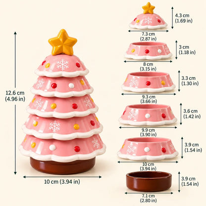 🎄 Christmas Tree Stackable Ceramic Bowl Set – Festive Snack Serving Dishes & Holiday Décor