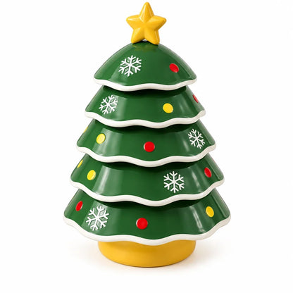 🎄 Christmas Tree Stackable Ceramic Bowl Set – Festive Snack Serving Dishes & Holiday Décor