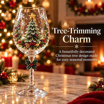 🎄🍷✨ 6-Piece Christmas Wine Glass Set 🎅❄️🎁 Festive Holiday Designs, Decorative Twisted Stems & Elegant Gift Box ❤️🥂🌟