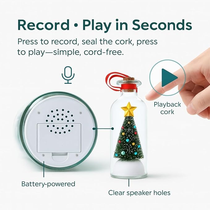 ✨Limited Time 50% Off🎄 8" Recordable Christmas Tree Message In A Bottle