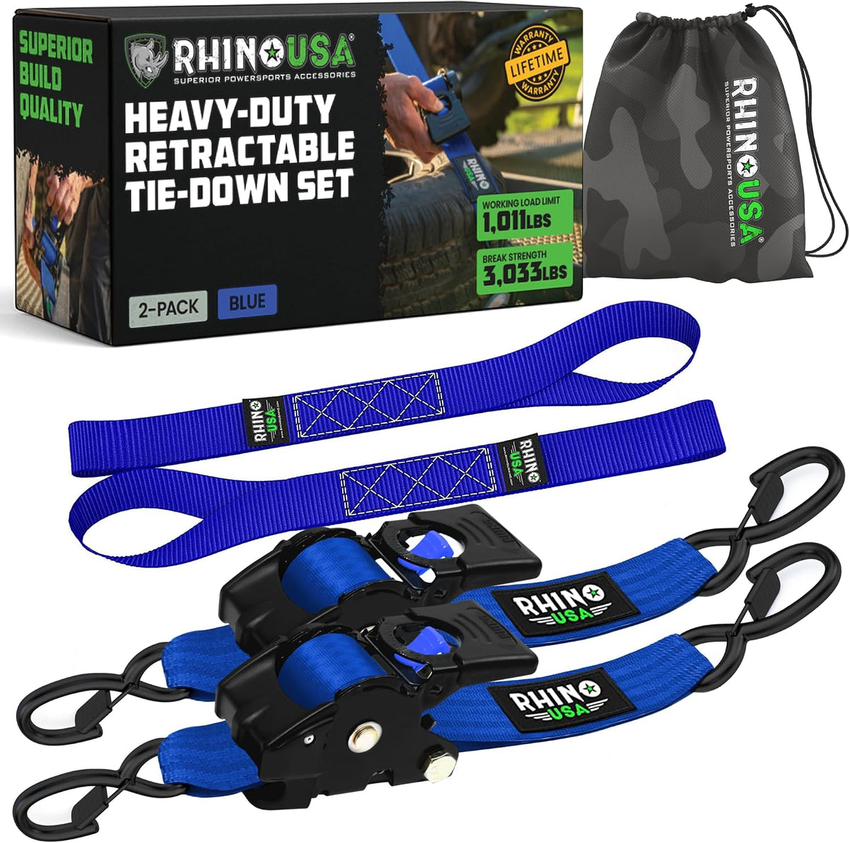 Heavy-Duty Retractable Ratchet Straps