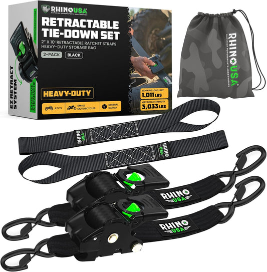 Heavy-Duty Retractable Ratchet Straps