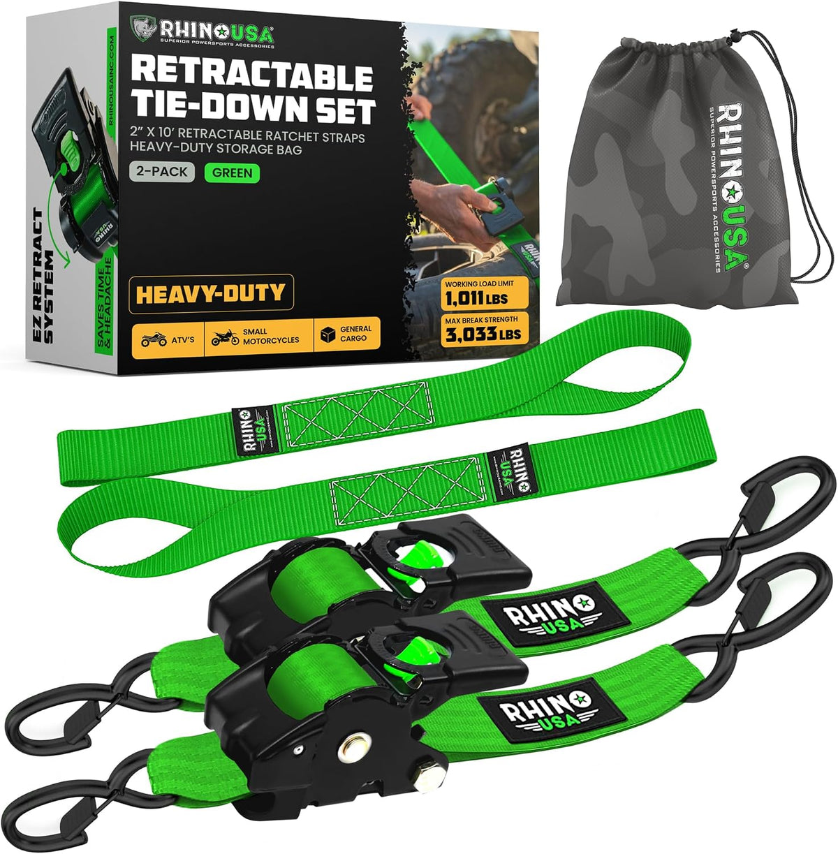 Heavy-Duty Retractable Ratchet Straps