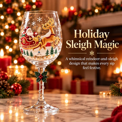 🎄🍷✨ 6-Piece Christmas Wine Glass Set 🎅❄️🎁 Festive Holiday Designs, Decorative Twisted Stems & Elegant Gift Box ❤️🥂🌟
