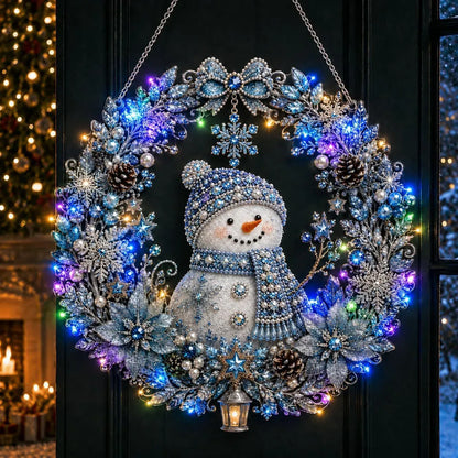 DIY Christmas LED Diamond Painting Wreath | Light-Catching Pearl Beaded Hanging Ornament Kit | Premium Holiday Door Wall Art Decor for Christmas Home & Handcraft Gift