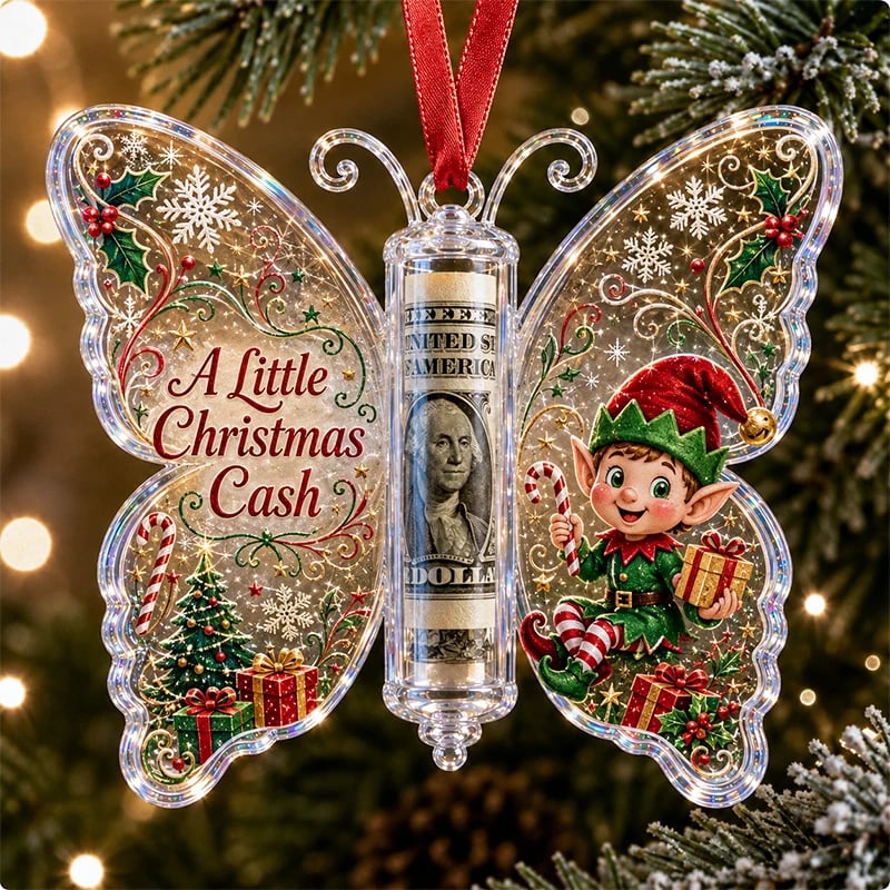 🔥🎄Christmas Cash Gift Butterfly Ornament🦋 – Holiday Money Holder Keepsake💵✨