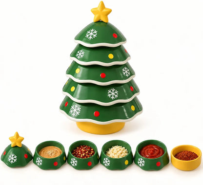 🎄 Christmas Tree Stackable Ceramic Bowl Set – Festive Snack Serving Dishes & Holiday Décor