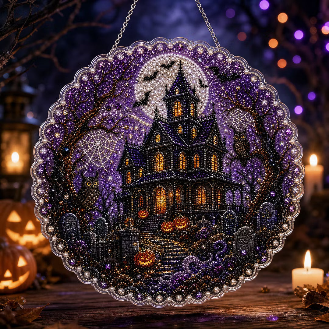DIY Halloween Diamond Painting Pearls Painting Pendant