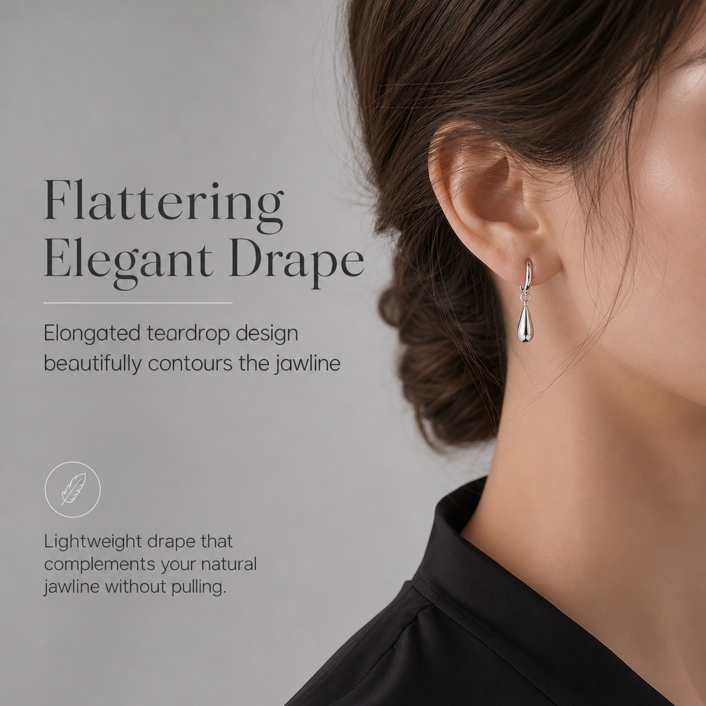 Minimalist Water Drop Circle Hoop Earrings for Women Elegant Huggie Earrings 1 Pair